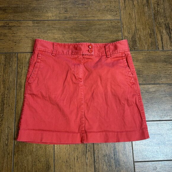 J. Crew Red Stretch Cotton Straight Jean Style Mini Skirt Size 8 - Picture 4 of 7